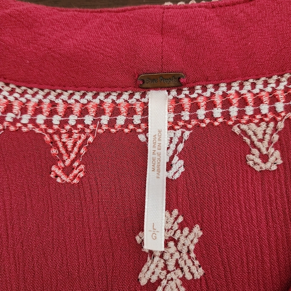 Free People Red Embroidered Stargazer Tunic Dress - Picture 6 of 9